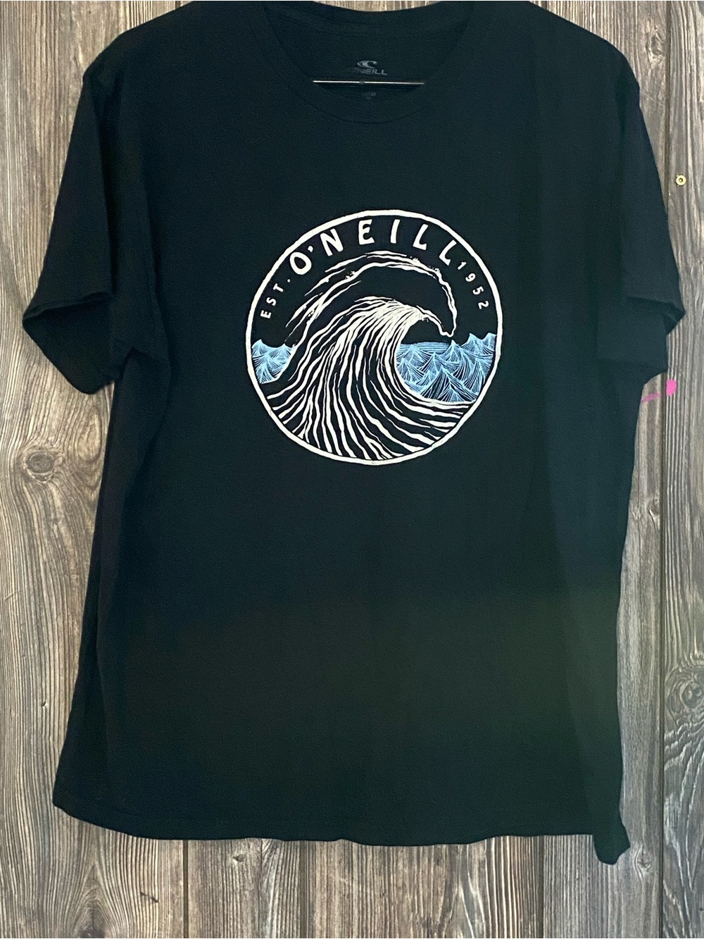 O'Neill Black Tee with Blue Wave Emblem